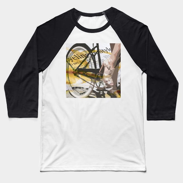 retro BICYCLE URBAN CHIC print Baseball T-Shirt by SFDesignstudio